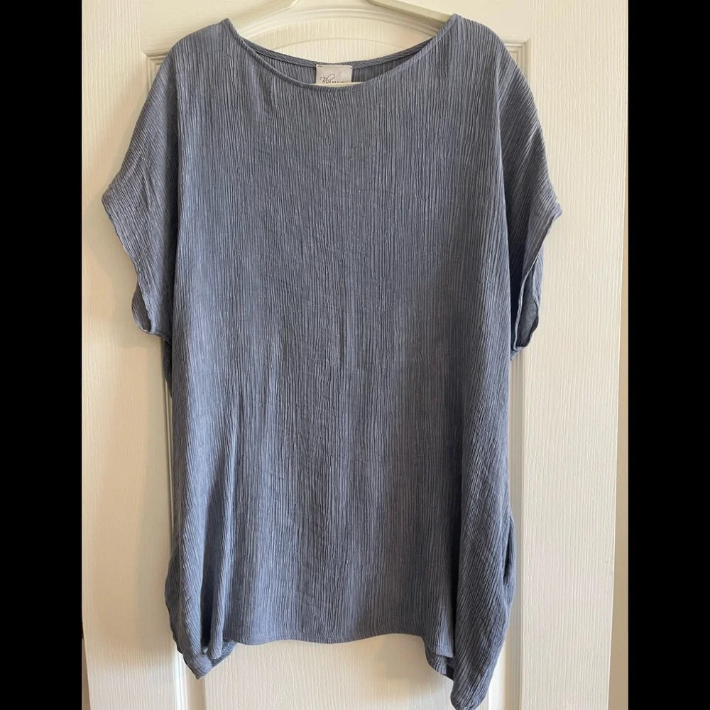 BluHeaven Blue/Gray Crepe Top - Picture 11 of 11